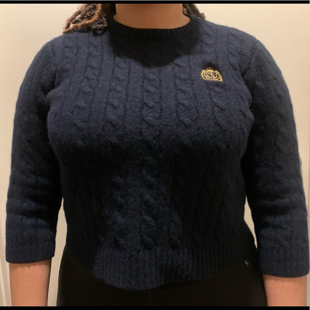 Navy Blue Wool Ralph Lauren Cropped Sweater